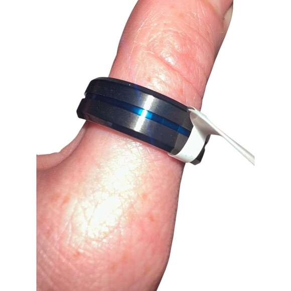 Black Tungsten Carbide Blue Sandstone Ring Size 11 - Picture 7 of 12